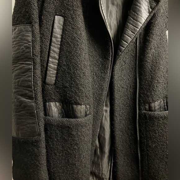 Vince Camuto Wool and Faux Leather Coat - Picture 3 of 7